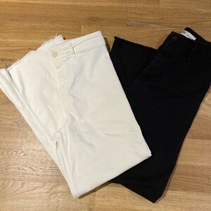 Zara high waist marine straight jeans in black and white